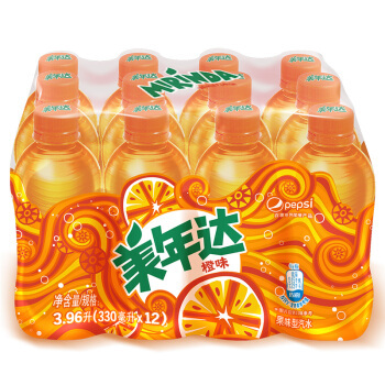 京东plus会员,限地区 mirinda美年达可乐 橙味汽水 300ml*12瓶*2件