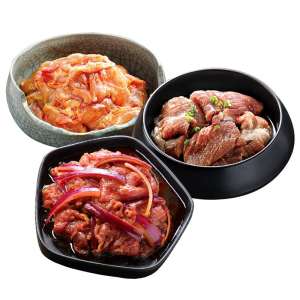 线下连锁店同款 汉拿山 牛肉猪肉鸡肉 韩式烤肉组合 1.2kg 99元包邮