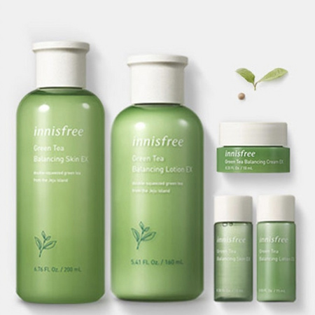 innisfree 悦诗风吟 绿茶水乳套装(水200ml 15ml 乳液160ml 15ml 面霜