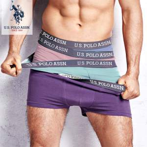 美国马球协会 US POLO 男士 100%精梳棉平角裤 3条