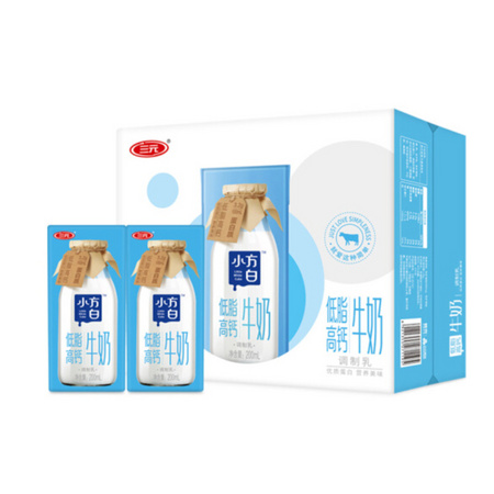 88VIP：三元 小方白牛奶 低脂高钙 200ml*24盒 *5件