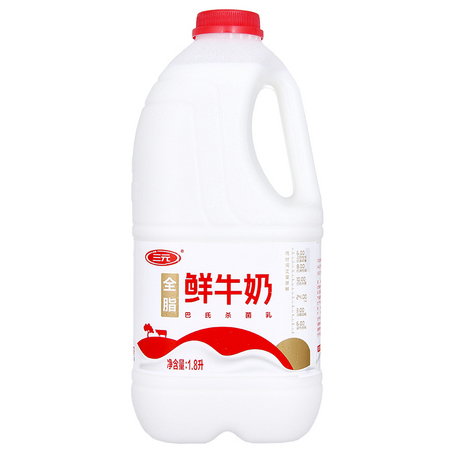 限地区：SANYUAN 三元 全脂鲜牛奶 1.8L