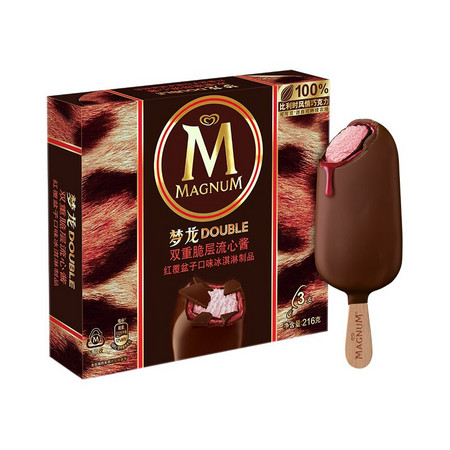 PLUS会员：MAGNUM 梦龙 双重脆层流心酱 红覆盆子口味 冰淇淋 216g