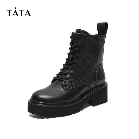 双11预售：Tata 他她 WGK01DZ9E 牛皮革马丁靴
