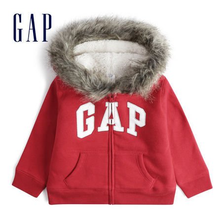 88VIP：Gap 盖璞 女幼童LOGO仿羊羔绒运动开衫
