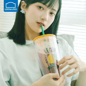 乐扣乐扣 双层防烫 小清新吸管杯