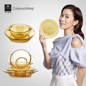 美国 康宁 snapware 耐高温透明玻璃碗碟套装 2件套
