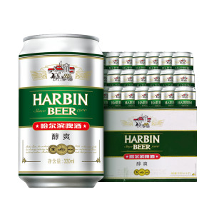 猫超次日达 哈尔滨 醇爽9度啤酒 330ml*48罐/箱 36.9元88狂欢价
