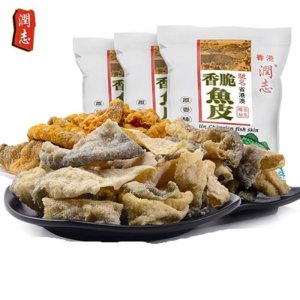 香港美食 润志 矶烧鱼皮 110g*3包 20元包邮