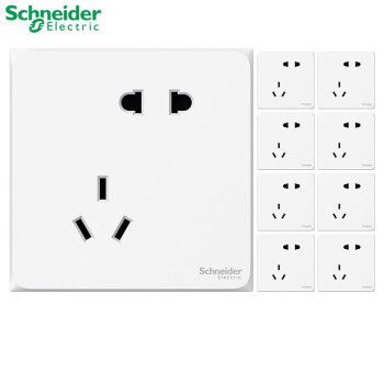 Schneider 施耐德 皓呈 白色错位五孔插座 10只装