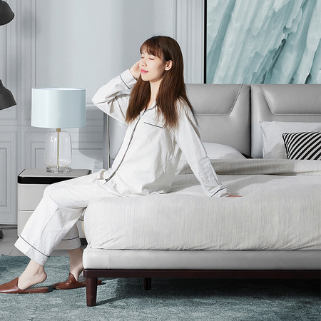 99大促：KUKa 顾家家居 890 现代简约真皮床 1.8*2m
