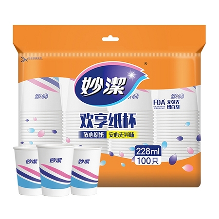 MIAOJIE 妙洁 一次性杯子 中号 228ml*100只