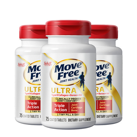 Schiff 旭福 MoveFree 益节 骨胶原蛋白软骨素 白瓶 75粒*3瓶